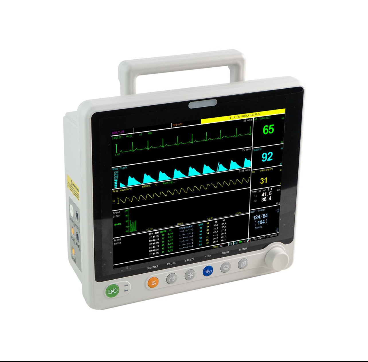 UVM02 12” Veterinary Multi-parameters Monitor - ECG RESP SpO2 NIBP TEMP PR