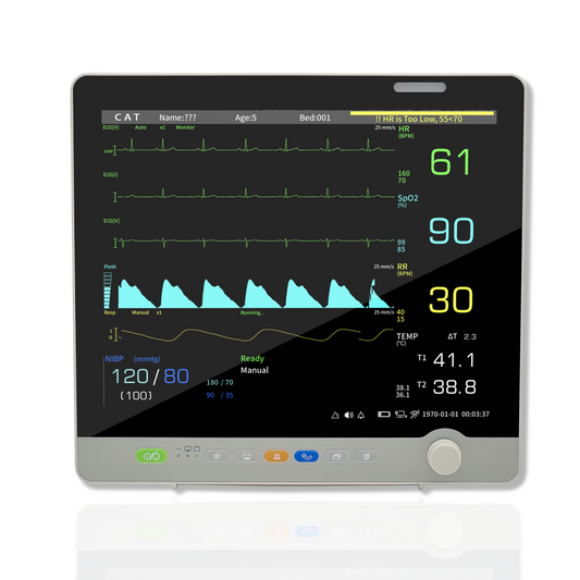 UVM08CMP 17” Veterinary Multi-parameters Monitor - ECG RESP SpO2 NIBP TEMP PR Etco2(Mainstream) Printer