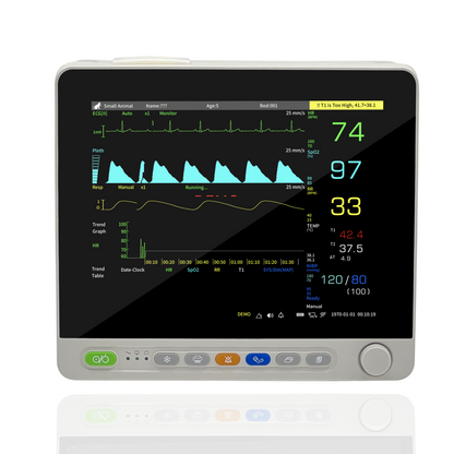 UVM06CSP12” Veterinary Multi-parameters Monitor - ECG RESP SpO2 NIBP TEMP PR Etco2(Sidestream)